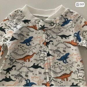 Carter's Dinosaur Print One Piece - White, Blue, Orange, Black